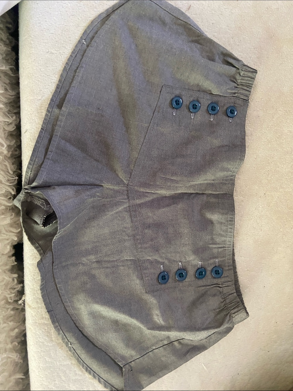 High-Waist Button Accent Shorts in Gray